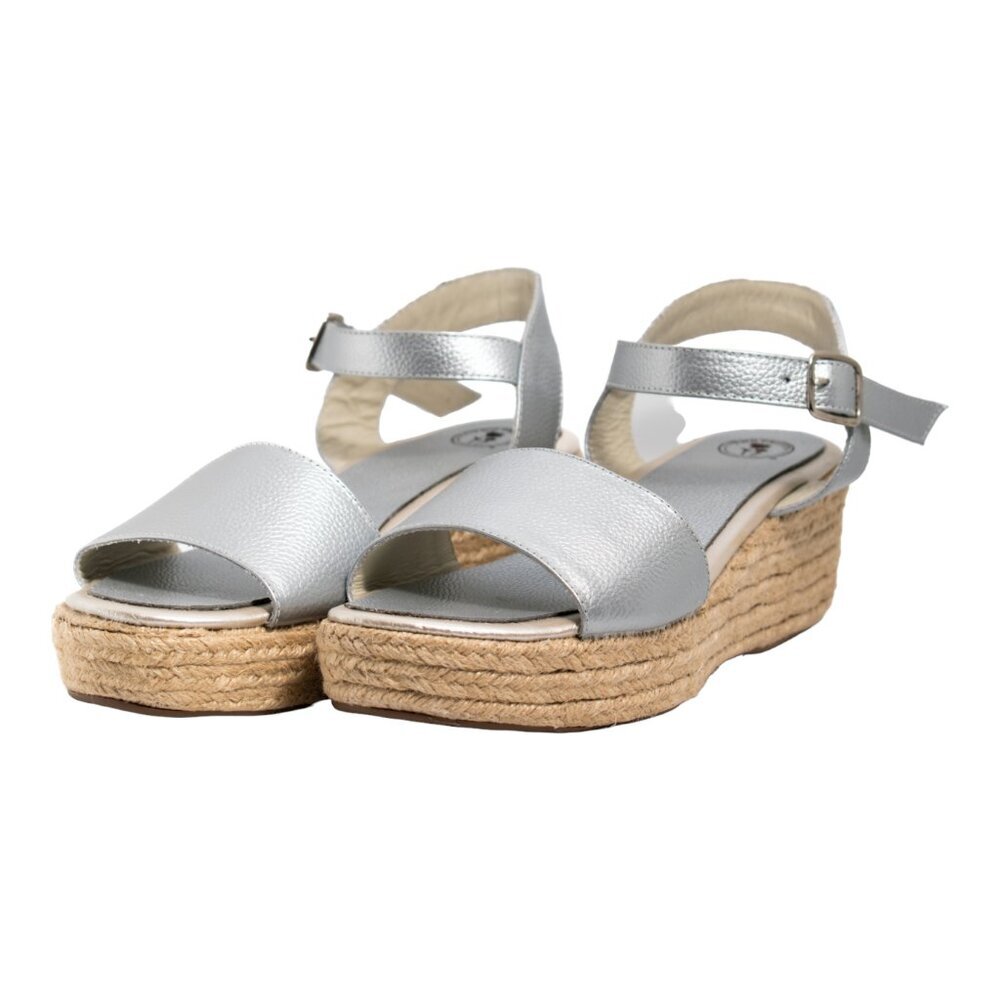 Two Pretty Girls Silver Espadrille Wedge Sandal - Picture 2 of 7